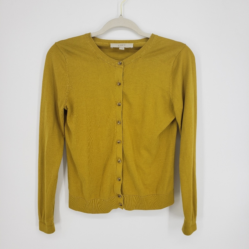 Loft Mustard Yellow Gold Cardigan Sz S